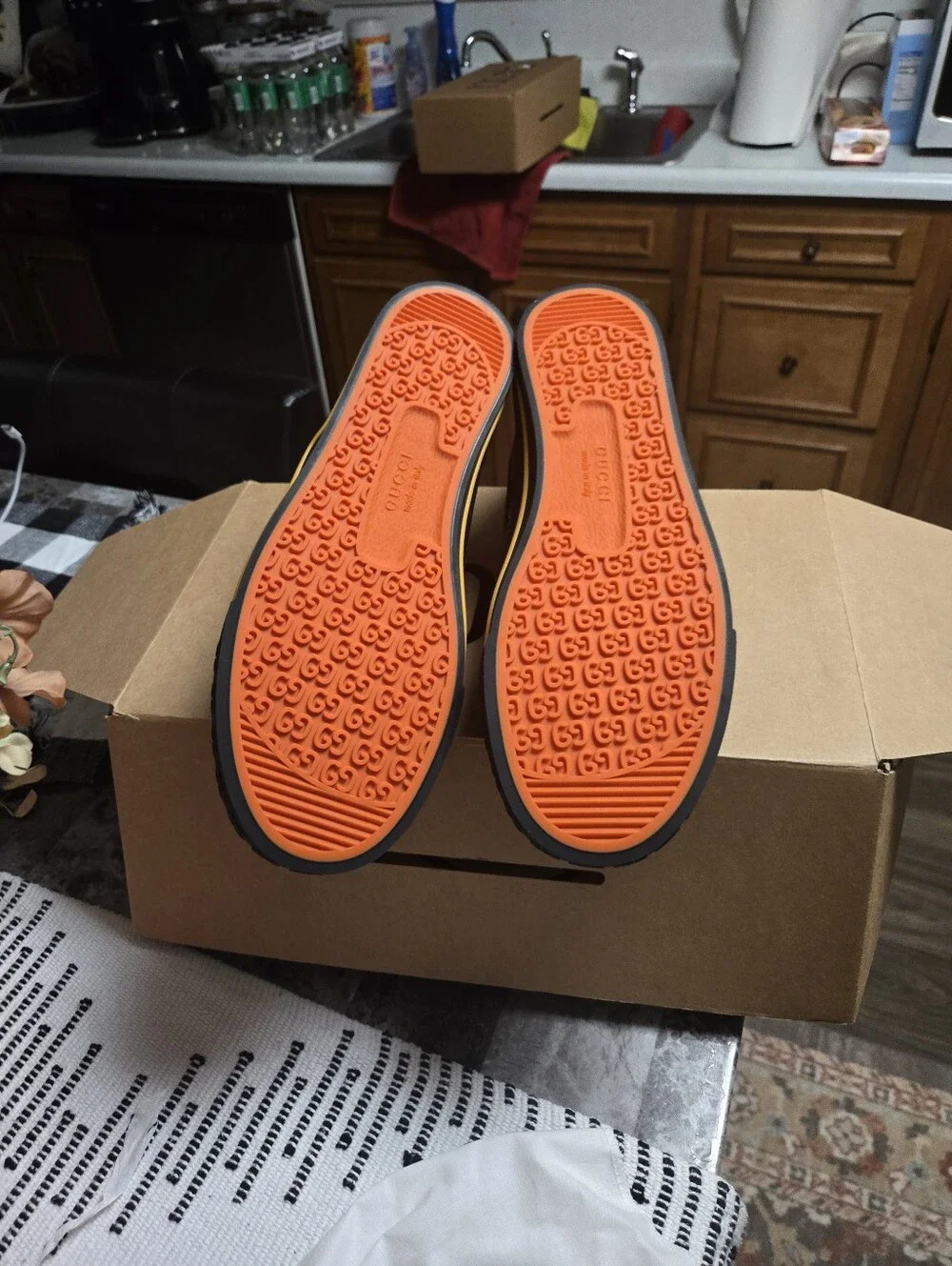 Gucci Orange and Black Low-Top Sneakers